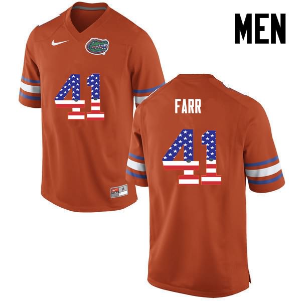 NCAA Florida Gators Ryan Farr Men's #41 USA Flag Fashion Nike Orange Stitched Authentic College Football Jersey QIA2764BX